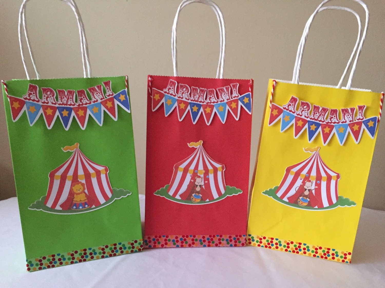 Circus theme party favor bags Carnaval theme clown by YndiraArtz