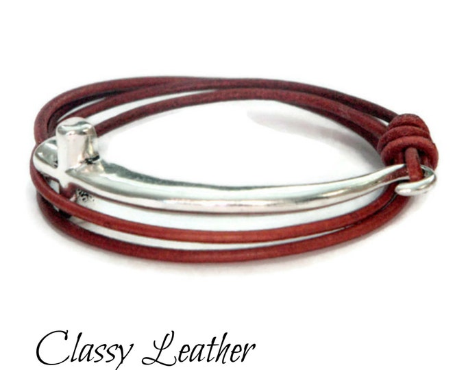 women Brown Leather bracelet,women leather half cuff bracelet, half bracelet ,women bracelet,women jewelry,women accessories,