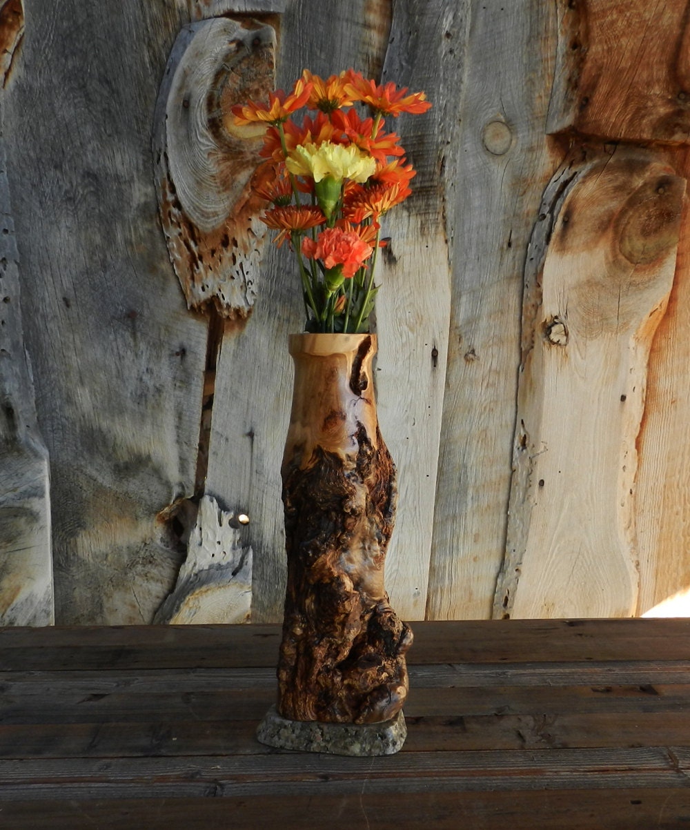 Rustic Log Vase Aspen Wood Home Décor Accent by