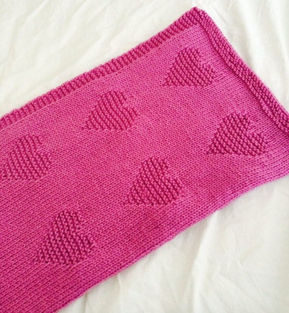 Love Heart Baby Blanket Knitting Pattern PDF Instant
