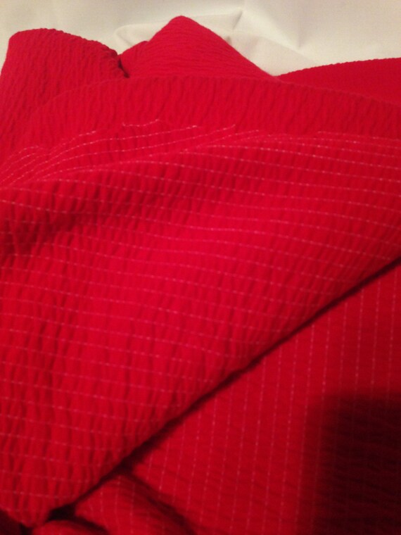 Red Smocked Stretchy Cotton Fabric F54