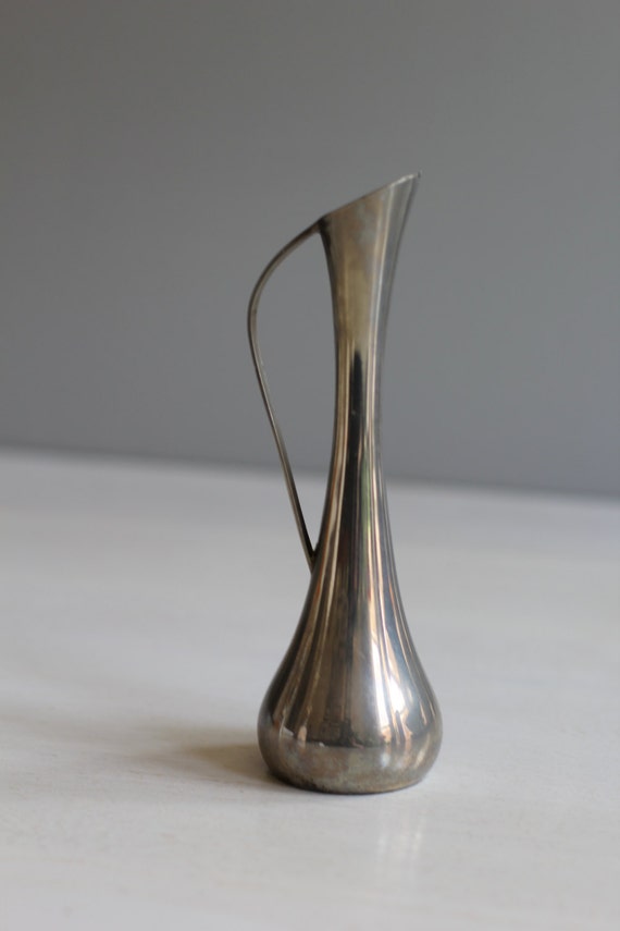 Vintage pewter bud vase with handle