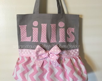Grey and Pink Dance Bag, Ballet Bag, Cheer bag, Tutu bag, Gymnastics bag, Gray and Pink Dance Bag, Dance Bag for Girl, Toddler, Baby
