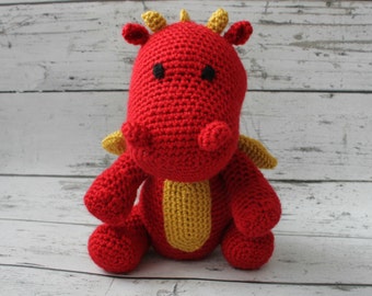 Fire the Dragon, Crochet Dragon, Stuffed Animal, Dragon Amigurumi, Plush Animal, MADE TO ORDER