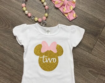 FREE SHIPPING! Minnie Mouse Birthday Outfit, Minnie Mouse Birthday Shirt, Minnie Birthday Shirt, Girls 2nd Birthday Outfit