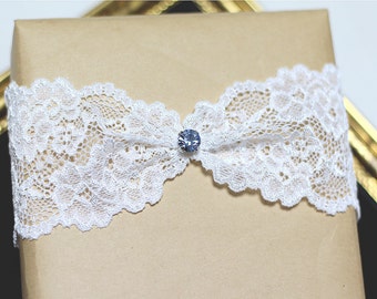 Lace garter, wedding garter, ivory garter, bridal garter, lace keepsake garter, something blue