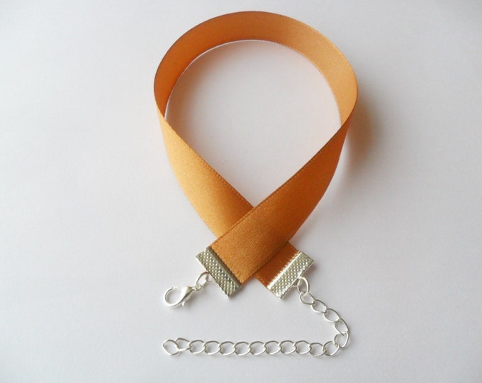 Golden coffee satin choker necklace 3/8"inch or 5/8"inch wide, pick your neck size.