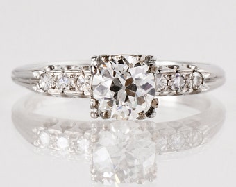 Antique Engagement Ring - Antique 1930s Platinum Diamond Engagement Ring