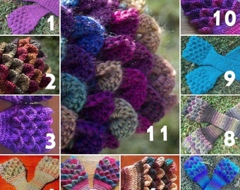 Crochet Dragon Gloves - Dragon Scale Gloves - Arm Warmers - Fingerless Gloves - gauntlet gloves
