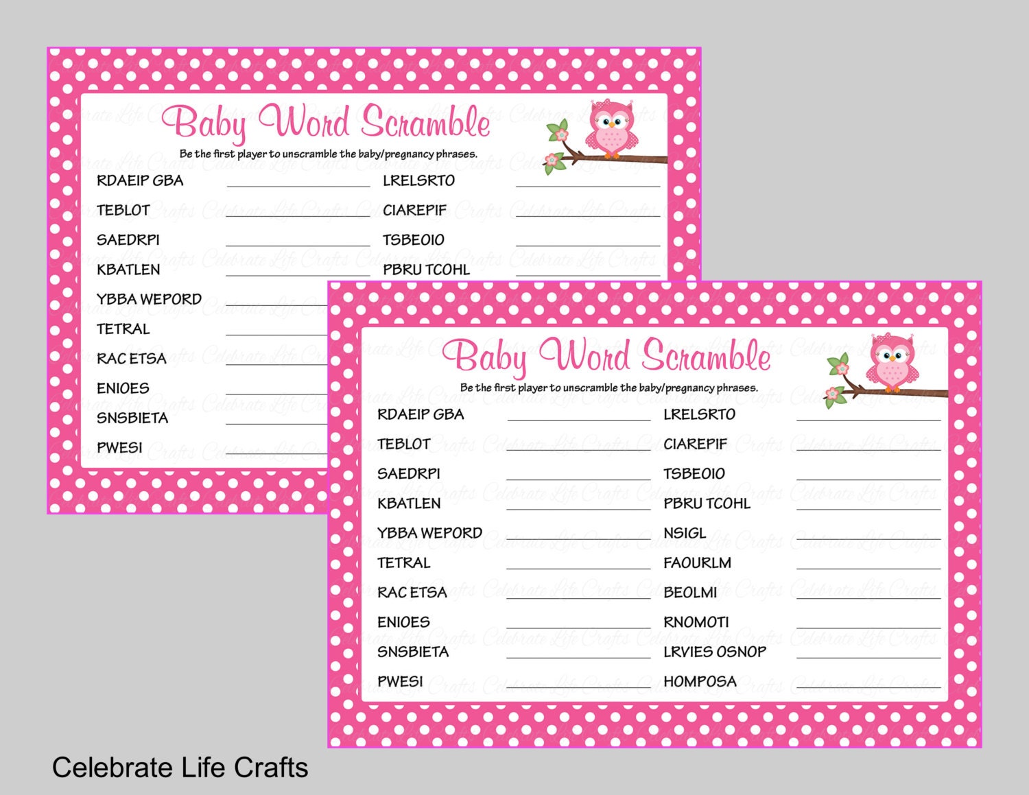 Baby Shower Word Scramble Game Printable Baby Shower Games