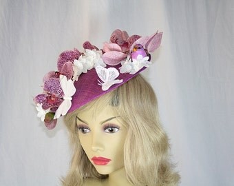 Mauve Orchid Kentucky Derby Hat Flower Fascinator Hat Orchid Flower Hat Kentucky Derby Fascinator Hat Butterly Flower Wedding Hat Church Hat