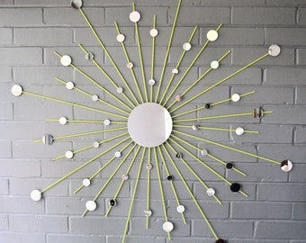 36 x 36 Hand Made Welded Steel Large Metal Starburst Wall Art Sunburst Welded Sculpture Modern MId Century Mod Retro Lime Green Choose Color