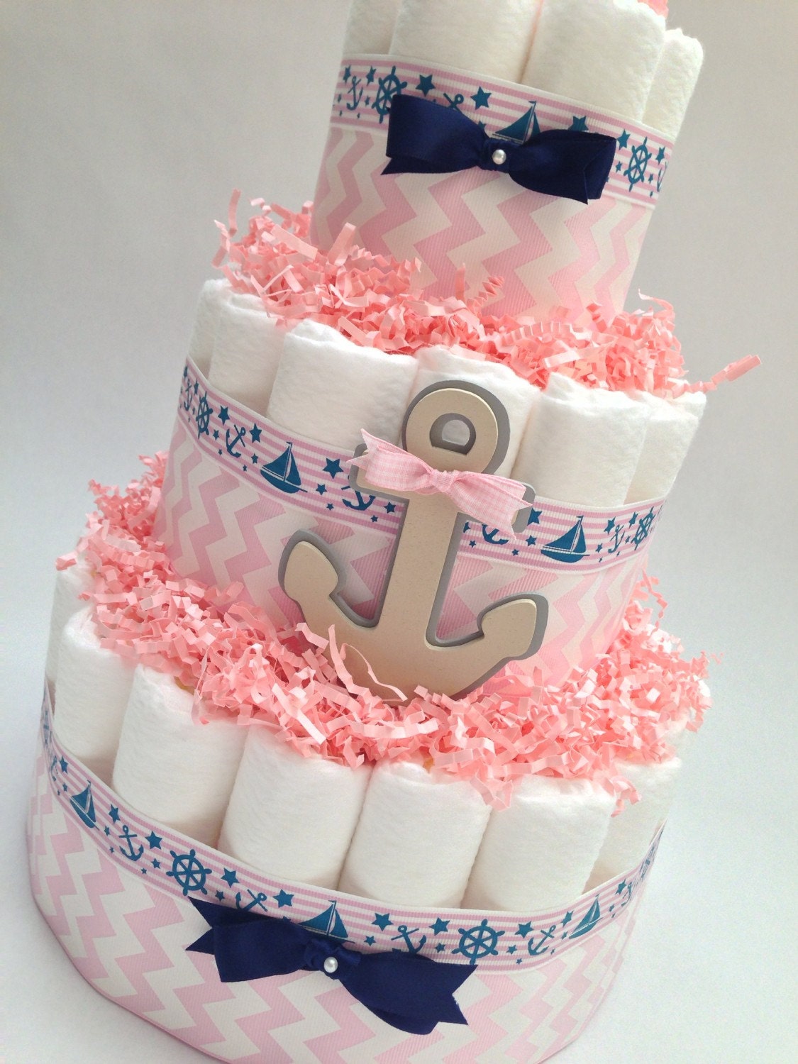 33 weeks shower baby Baby Shower Diaper Pink Nautical Cake Centerpiece