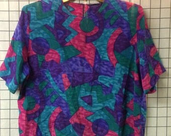 Vintage Saved By The Bell 90's/80's Geometric Memphis Print Top