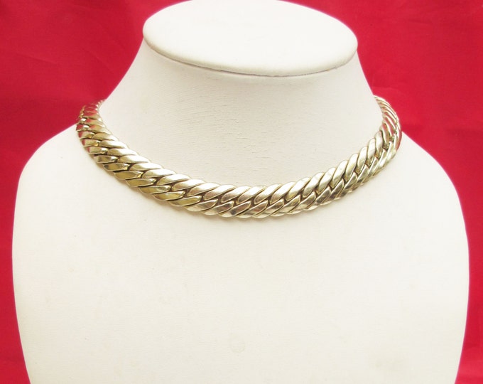 Pegasus Coro Chain collar necklace - Chunky gold tone - Choker