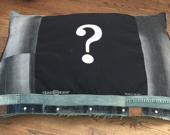 Super Huge, Extra Large, Denim, Black Dog Bed