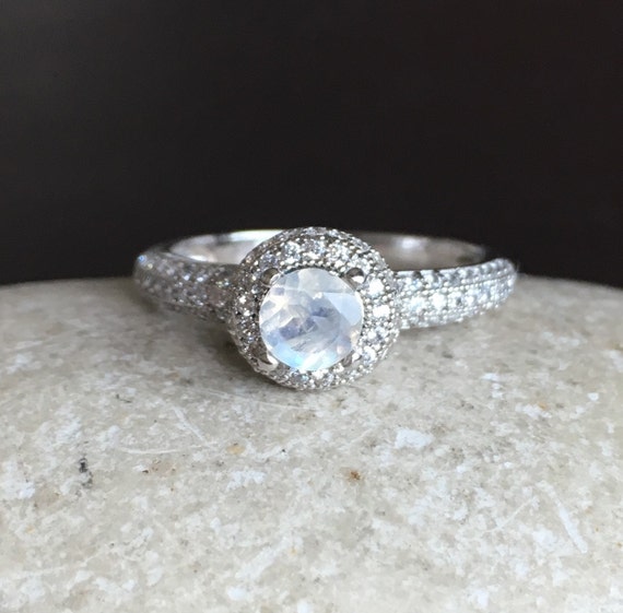 Moonstone Promise Ring for Her Rainbow Moonstone Ring Bridal