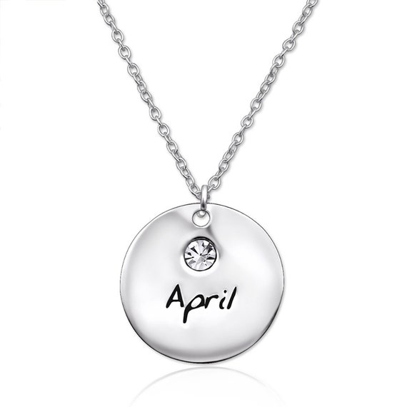 925 Sterling Silver April Birthstone Necklace for Girls