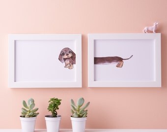 Dachshund Art Print - Sausage dog illustration - Miniature Dachshund Illustration - Doxie Artwork