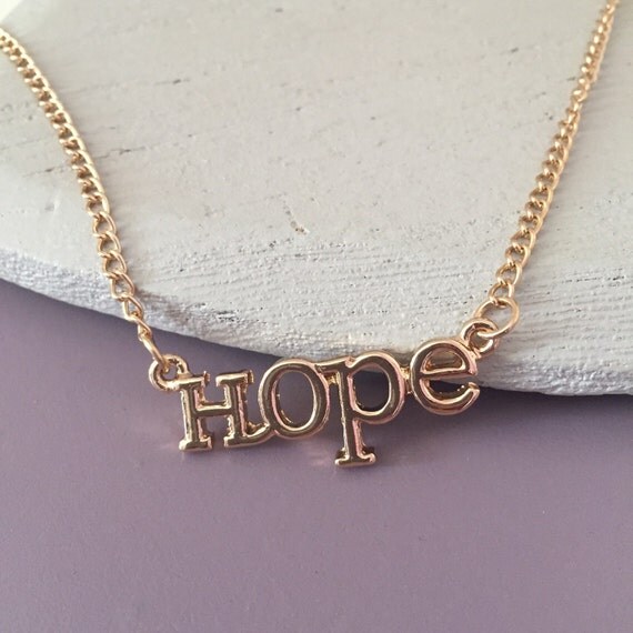 Hope Necklace Hope Pendant Hope Jewellery Gold Necklace