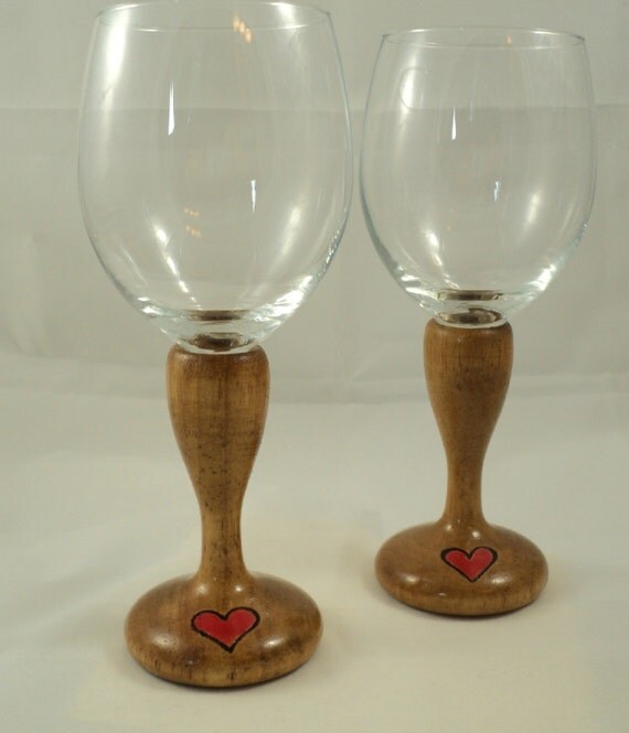 Turned Wood Wooden Stem Wine Glasses Set of by WillowSwitchDesigns
