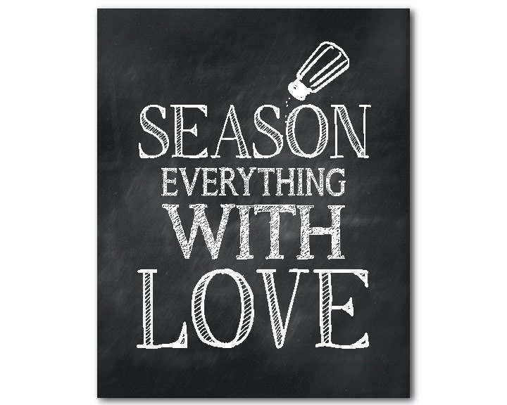 Kitchen Wall Art Season everything with love Typgography