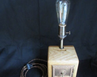 Post Office Box Bank Edison Table Lamp #1 ~ Reclaimed, Nostalgic, Vintage-Style, Steampunk