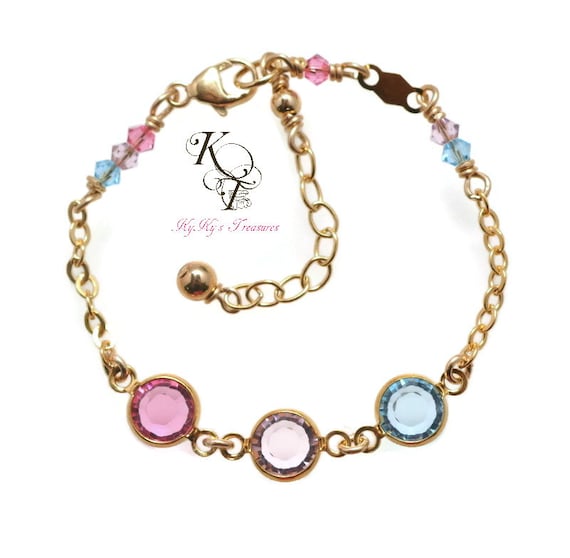 Items similar to Gold Baby Bracelet, Birthstone Bracelet, Little Girl