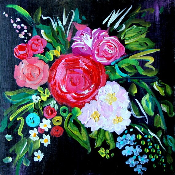 Items similar to NEW! Flower Painting, Wedding bouquet, Still Life ...