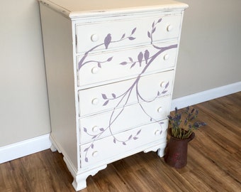 Tall White Dresser - Baby Nursery Furniture - Country Style Furniture - Tall Chest of Drawers - Girls Dresser - Distressed Furniture