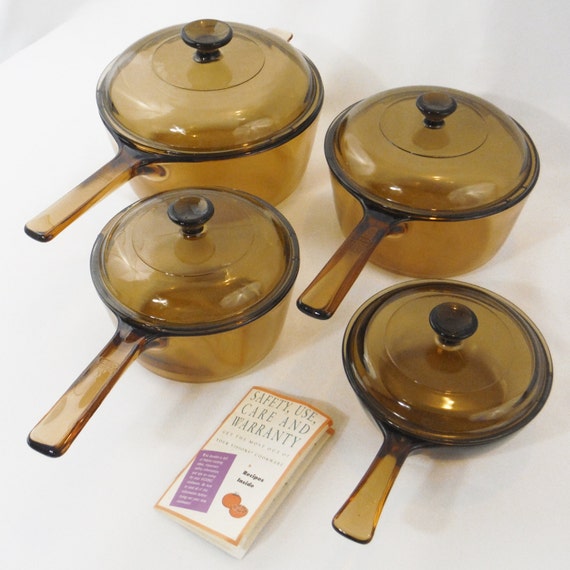 Vintage 80's/ 90's Pyrex Visions clear amber glass