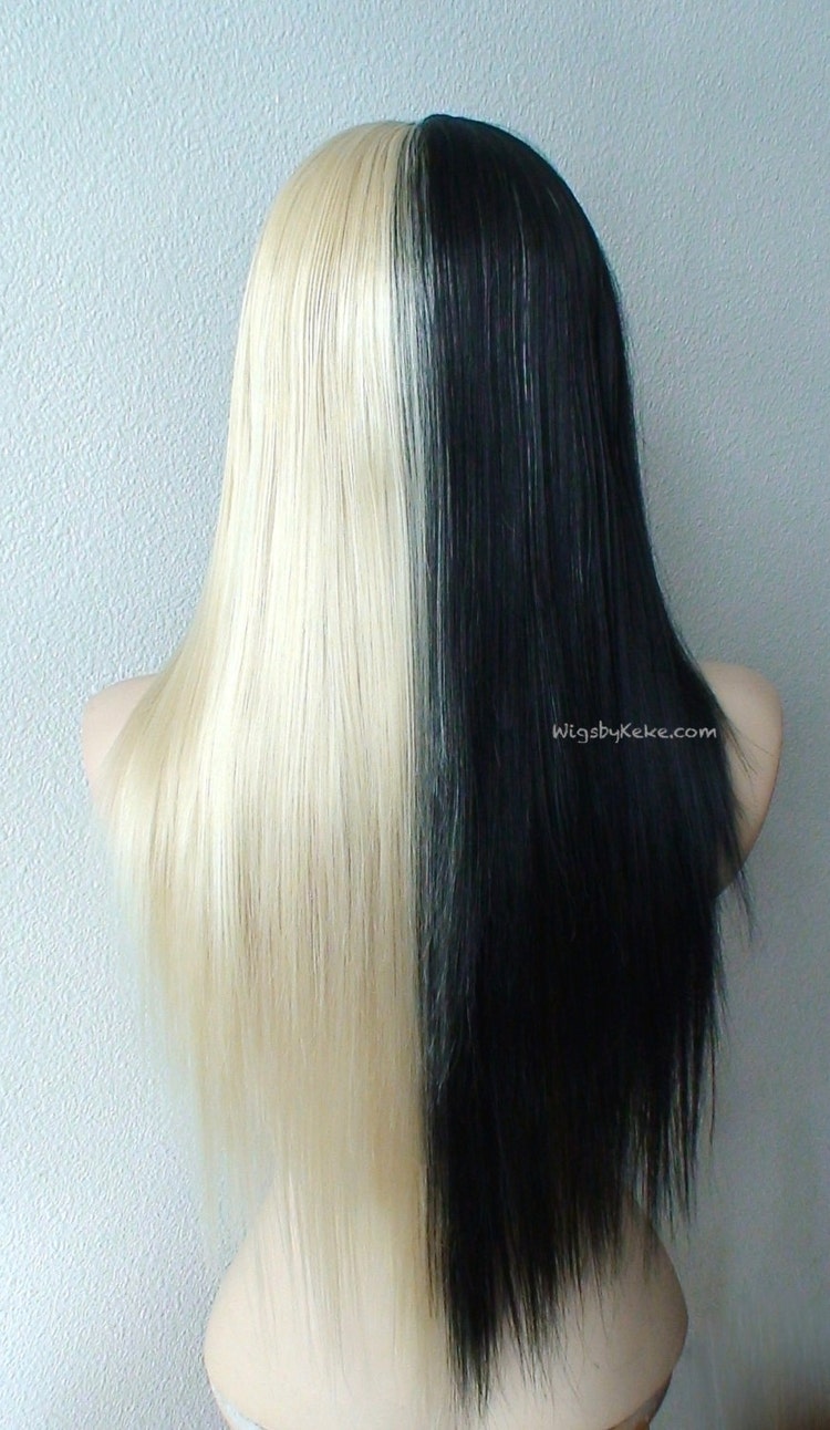 Blonde/Black wig. Half Blonde Half Black wig. Long by kekeshop