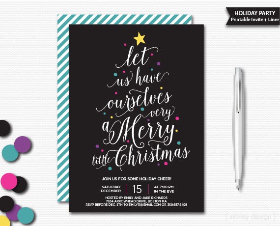 Christmas Invitation Printable Holiday Invitation Christmas Party Holiday Party Christmas Cheer Invitation Black Calligraphy Digital Invite Il_570xn