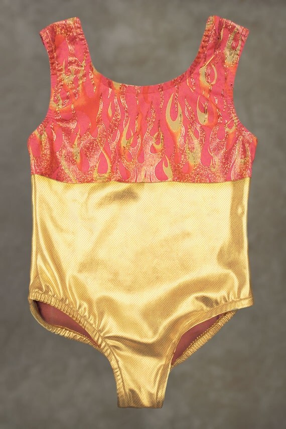 Gymnastics Leotards Dance Leotards Pink and Gold Fire