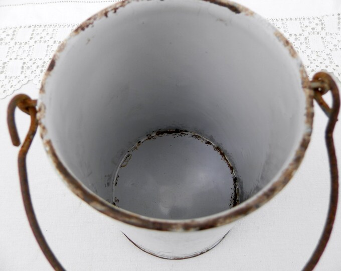 Antique French Marbled Blue and White Enamelware Milk Pail / Churn, French Country Decor, Vintage, Chateau, Shabby, Chic, Retro, Kitchen