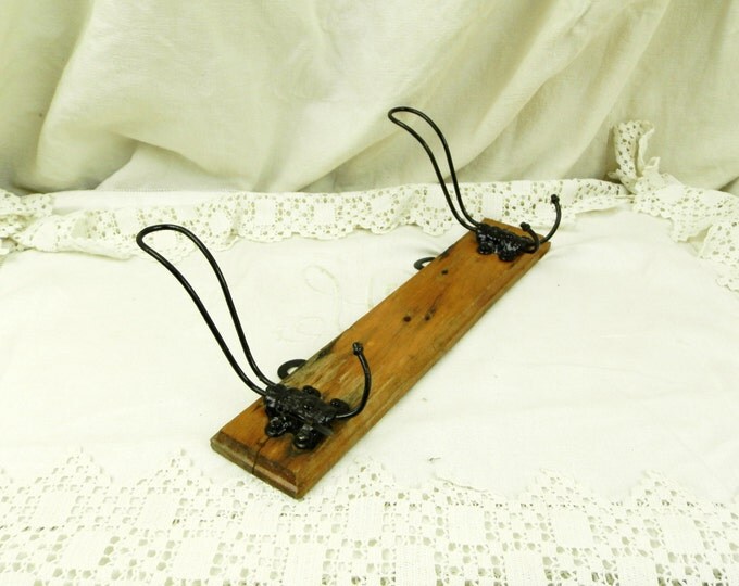 Antique French Wooden and Metal Coat Hook / Coat Rack / Retro Vintage Home Interior / European / Industrial Decor / Diy / Home Improvement Antique French Wooden and Metal Coat Hook / Coat Rack / Retro Vintage Home Interior / European / Industrial Decor / Diy / Home Improvement
