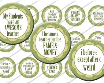 Teacher Teaching Bottle Cap Images 1 inch circle image sheet Digital Collage INSTANT DOWNLOAD Clipart