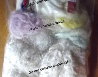 A4 Pack of SILK FIBRES for making your own Silk Paper, using the Ironing Method - with link to instructions on julzcrafts.com