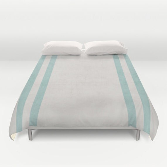 French Linen Robins Egg Blue Duvet Cover by LushTartArtProject