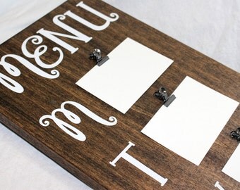 Menu Board, Rustic Menu Board, Meal Planning Board, Weekly Meal Planning, Wooden Menu Board, Menu Sign, Brown Menu Board, Walnut Stain