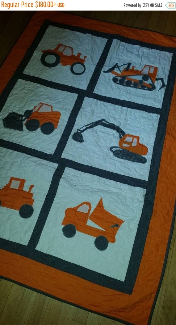 First Ever Custom Crib Construction Bedding Custom by QuiltsForU2