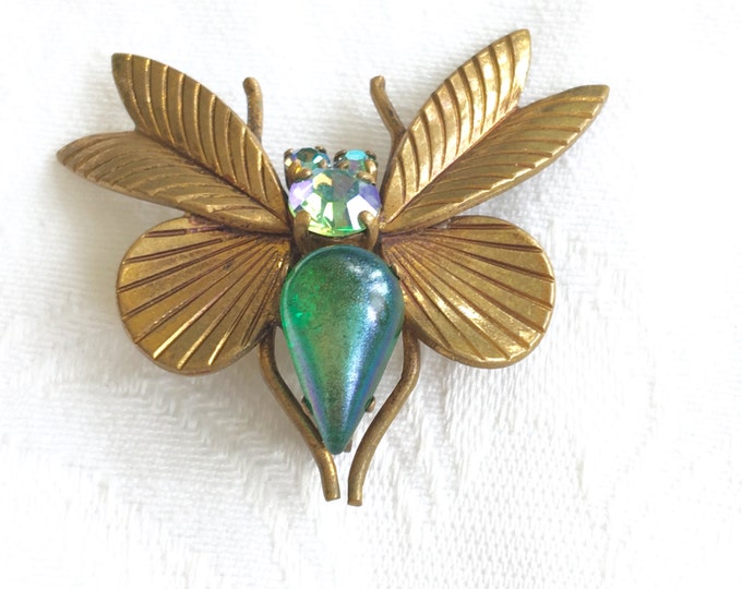 Vintage Insect Brooch, Vintage Bug Pin, Bug Jewelry Trend