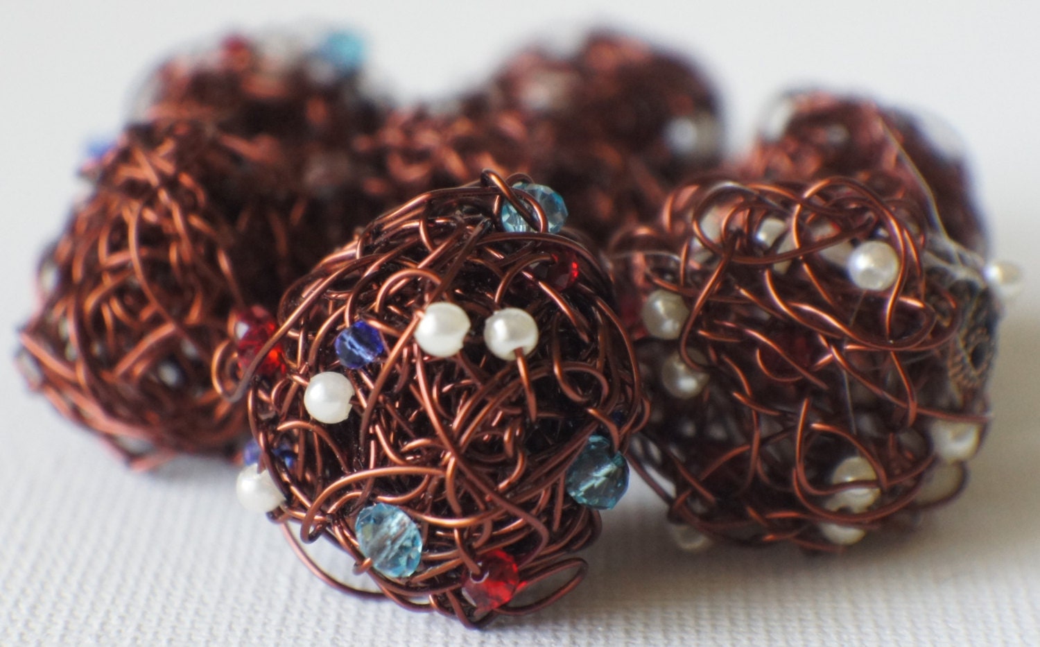 Сopper wire Beads Extra large Beads Сopper wire Balls Сopper