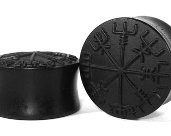 Viking Compass Handmade Wooden Ear Plugs/Gauges 8mm-40mm size