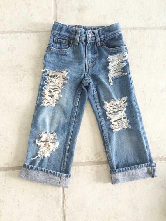 kids destroyed jeans levis distressed unisex denim by JessieJeans