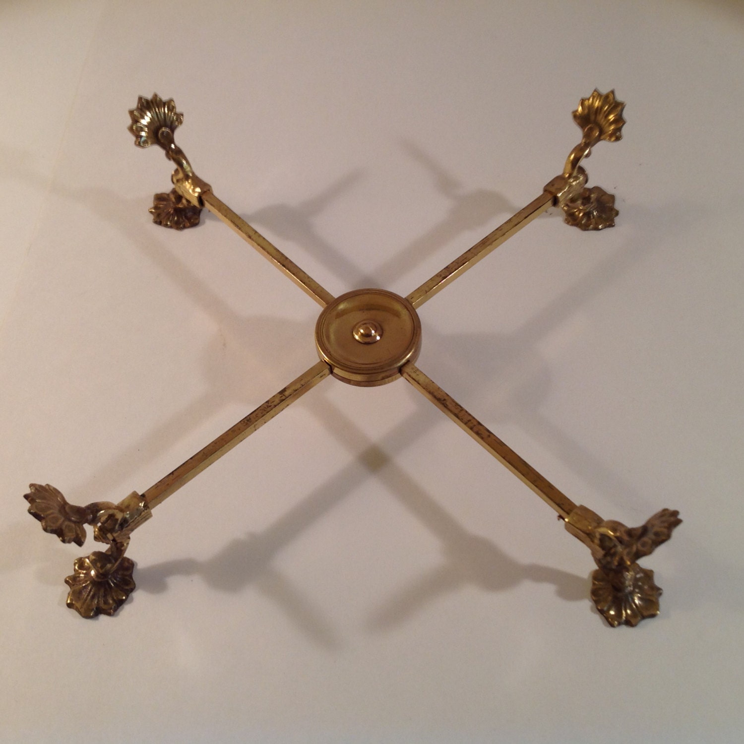 Brass Trivet Cross Style Adjustable Trivet / Stand Vintage Ca.