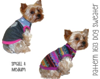 Dog Sweater Pattern 1613 * Small & Medium * Dog Clothes Sewing Pattern * Dog Shirt Pattern * Dog Apparel * Designer Dog Clothing