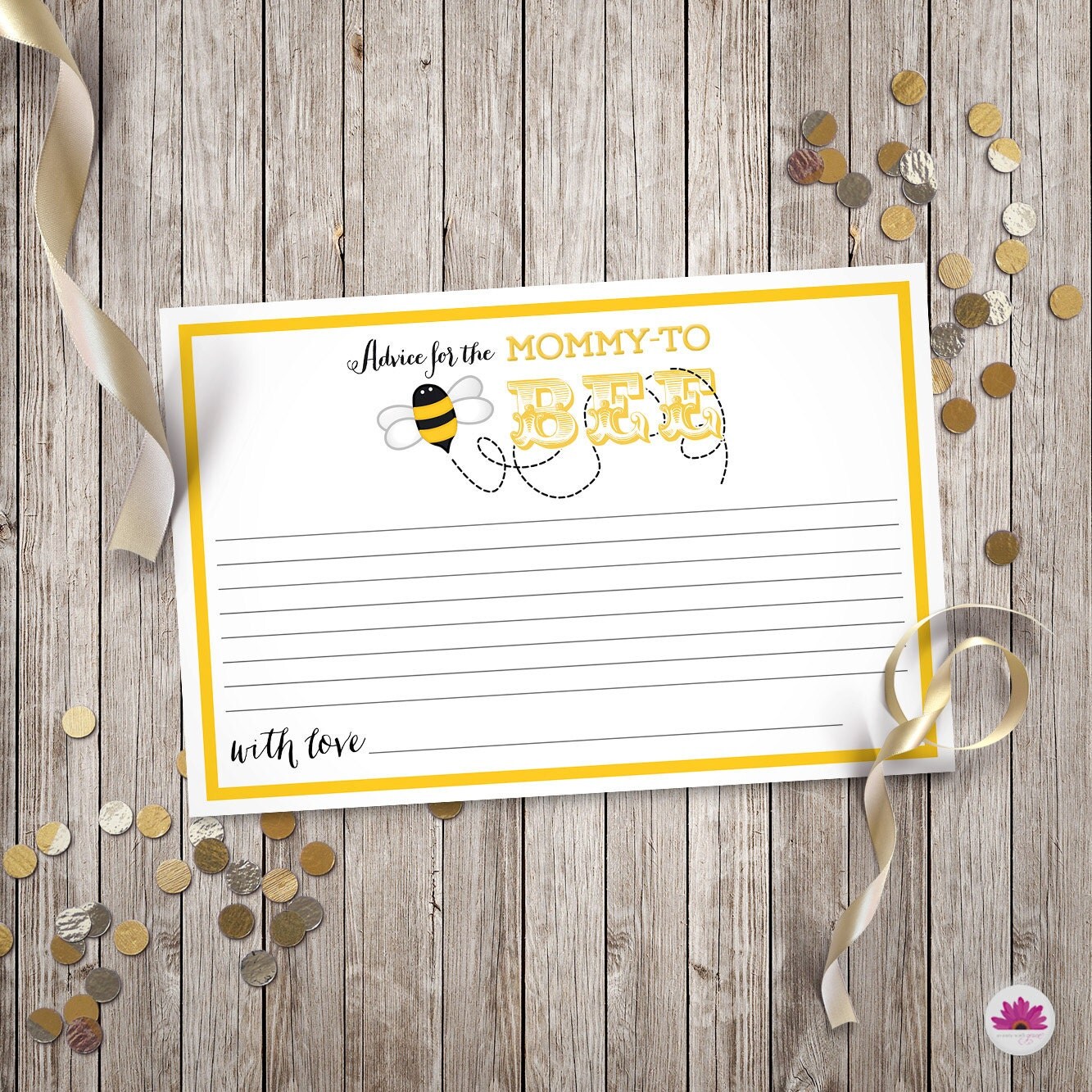 Mother to Bee Baby Shower Advice Card Digital File
