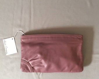 SALE...mauve pink leather clutch | 80s supple leather clutch