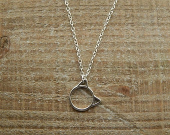 Cat Necklace, Silver Cat Pendant, Cat Face Necklace, Kitty Necklace, Cat Lover Gift, Cat Charm Pendant